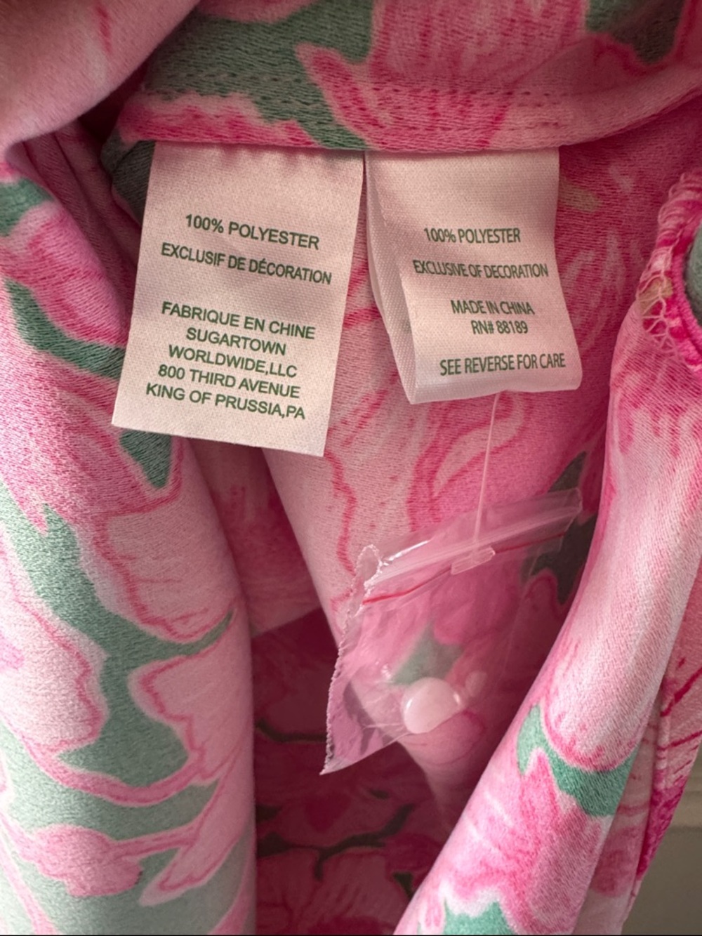 Lilly Pulitzer Pink & Green Sleeveless Floral Top with Embellished Neckline - Picture 6 of 7
